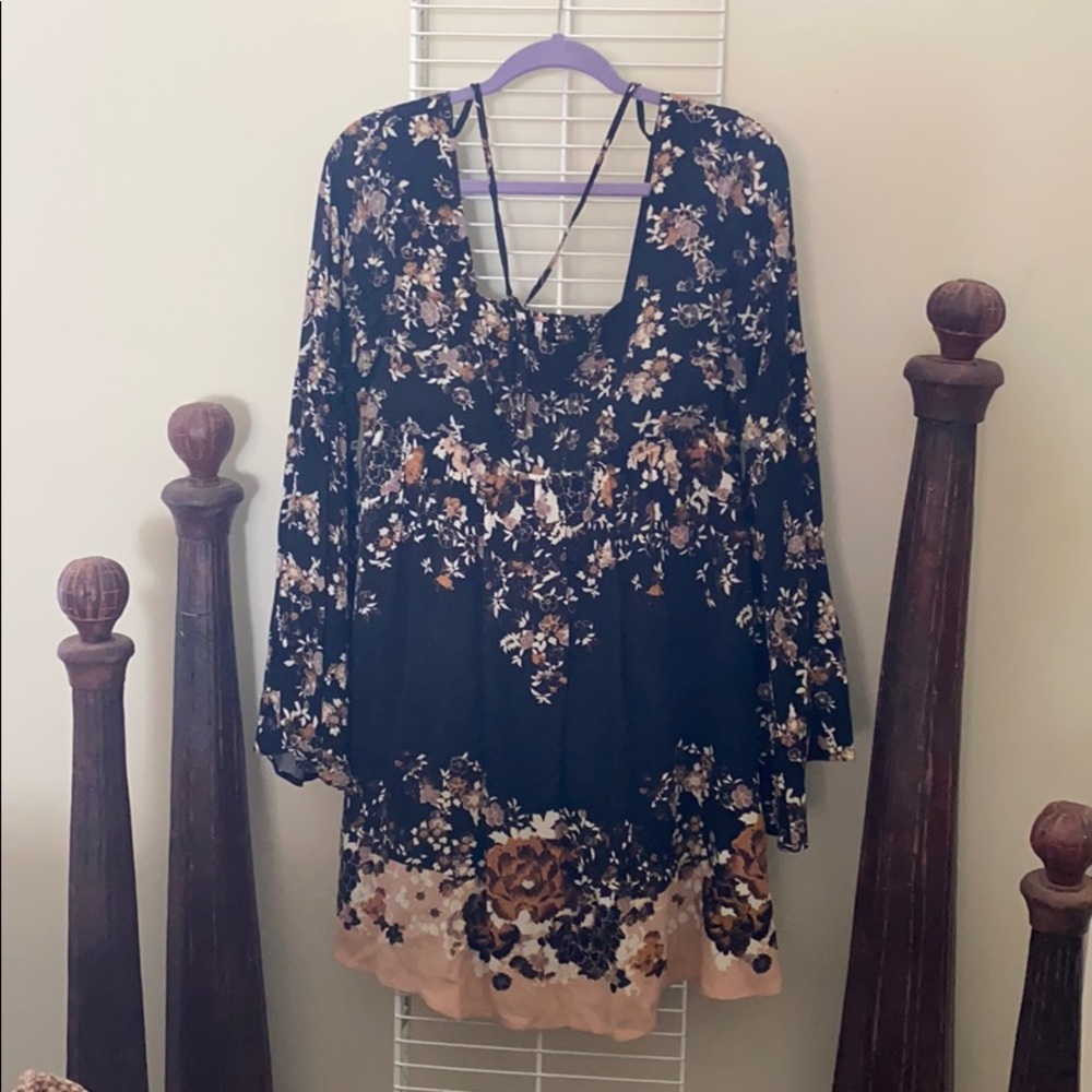 Black Floral baby doll dress